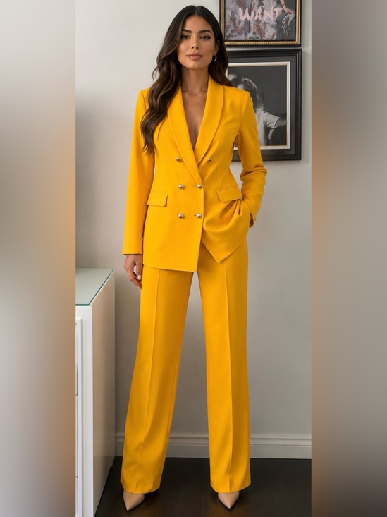 Tahari Jackets & Blazers - Tahari Double-Breasted Mustard Yellow Tailored Blazer